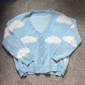 Blue Cloud Pattern Women's Sweater